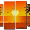 Sunset Time Silhouette 4 Panels Paint By Numbers