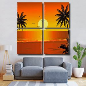 Sunset Time Sillhouette Square Panels Paint By Numbers