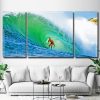 Surfing Teal Sea 3 Panels Paint By Numbers