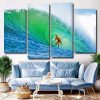 Surfing Teal Sea 4 Panels Paint By Numbers