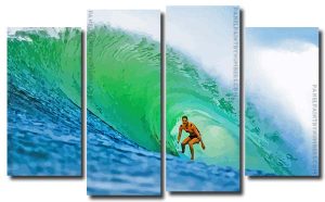 Surfing Teal Sea 4 Panels Paint By Numbers