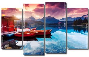 Tatras Lake And Mountains 4 Panels Paint By Numbers