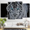 Tiger With Blue Eyes 4 Panels Paint By Numbers