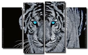 Tiger With Blue Eyes 4 Panels Paint By Numbers