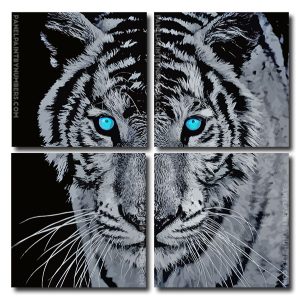 Tiger With Blue Eyes Square Panels Paint By Numbers