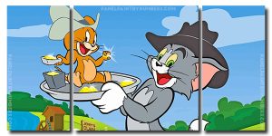 Tom And Jerry Animation 3 Panels Paint By Numbers