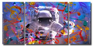 Trippy Astronaut Man 3 Panels Paint By Numbers