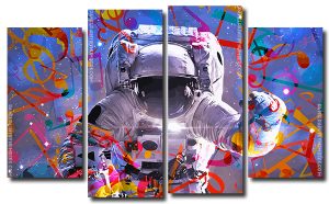 Trippy Astronaut Man 4 Panels Paint By Numbers