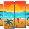 Tropical Sunset Beach Landscape 4 Panels Paint By Numbers