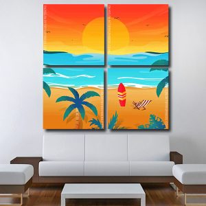 Tropical Sunset Beach Landscape Square Panels Paint By Numbers