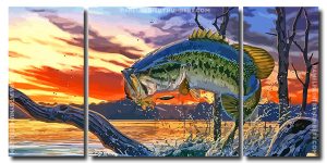 Trout Fish Art 3 Panels Paint By Numbers