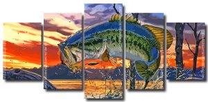 Trout Fish Art 5 Panels Paint By Numbers