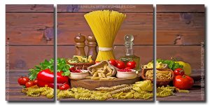  Uncooked Pasta Food 3 Panels Paint By Numbers