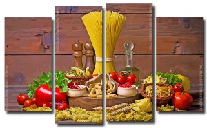 Uncooked Pasta Food 4 Panels Paint By Numbers