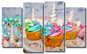 Unicorn Cupcakes 4 Panels Paint By Numbers