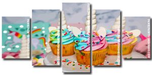 Unicorn Cupcakes 5 Panels Paint By Numbers