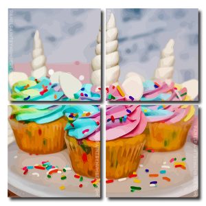 Unicorn Cupcakes Square Panels Paint By Numbers