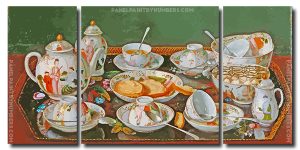 Vintage Tea Set 3 Panels Paint By Numbers