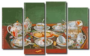 Vintage Tea Set 4 Panels Paint By Numbers