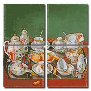 Vintage Tea Set Square Panels Paint By Numbers