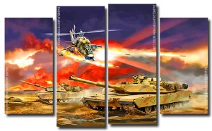 War Scene 4 Panels Paint By Numbers