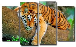  Wild Tiger Art 4 Panels Paint By Numbers