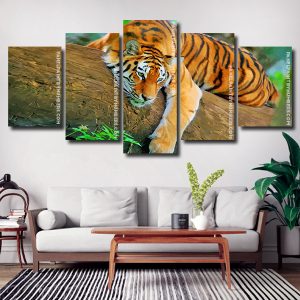 Wild Tiger Art 5 Panels Paint By Numbers