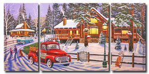 Winter Christmas 3 Panels Paint By Numbers