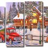 Winter Christmas 4 Panels Paint By Numbers