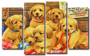 Adorable Puppies 4 Panels Paint By Numbers