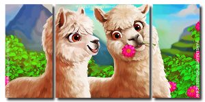 Aesthetic LLamas 3 Panels Paint By Numbers