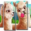 Aesthetic LLamas 4 Panels Paint By Numbers