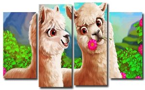 Aesthetic LLamas 4 Panels Paint By Numbers