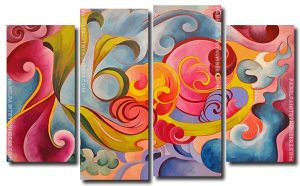 Aesthetic Abstract Art 4 Panels Paint By Numbers