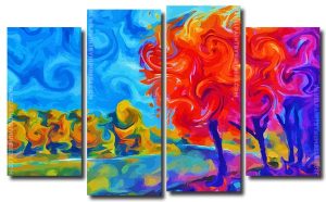 Aesthetic Abstract Landscape 4 Panels Paint By Numbers