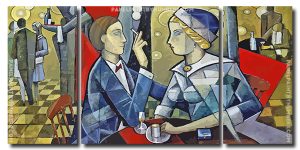 Aesthetic Cubism Couple 3 Panels Paint By Numbers