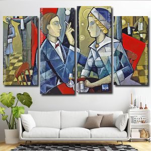 Aesthetic Cubism Couple 4 Panels Paint By Numbers