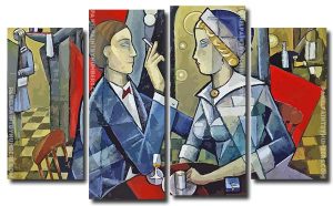 Aesthetic Cubism Couple 4 Panels Paint By Numbers