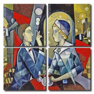 Aesthetic Cubism Couple Square Panels Paint By Numbers