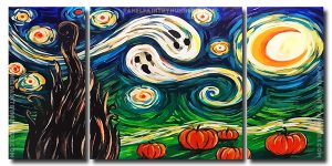 Aesthetic Halloween Starry Night 3 Panels Paint By Numbers