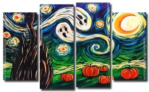 Aesthetic Halloween Starry Night 4 Panels Paint By Numbers