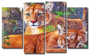 Aesthetic Lions 4 Panels Paint By Numbers