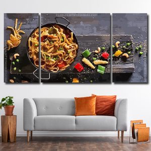 Aesthetic Pasta Food 3 Panels Paint By Numbers