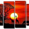 African Animals Sunset 4 Panels Paint By Numbers