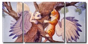 Angel Cats 3 Panels Paint By Numbers