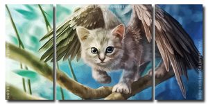 Angel Kitty 3 Panels Paint By Numbers