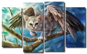 Angel Kitty 4 Panels Paint By Numbers