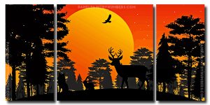 Animals Silhouette 3 Panels Paint By Numbers