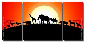 Animals Silhouette Illustration 3 Panels Paint By Numbers