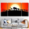 Animals Silhouette Illustration 3 Panels Paint By Numbers